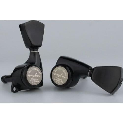 1 Set GUYKER Black tuners Gear ratio 1:21 Lock String Tuners for LP SG Electric Guitars Machine Heads Tuners Trapezium Button