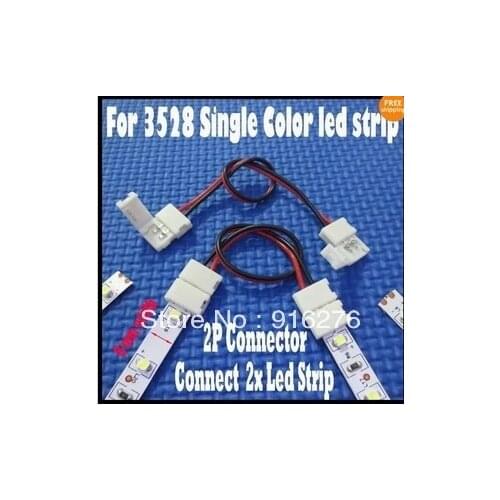 10pcs 8mm 2 pin led Connector at both end Adapter Coupler Cable Solderless clips with wire cable non waterproof