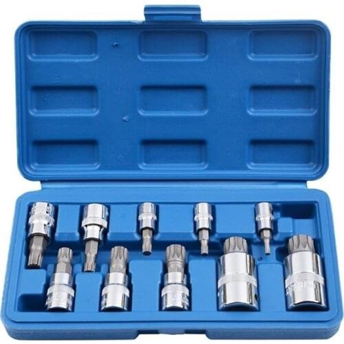 10pcs/set 12 Point Triple Square Spline Bit Socket Set Screwdriver allen head sleeve Wrench For Tamper-Proof Lug Nuts