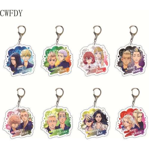 10pcs/lot Anime Tokyo Revengers Keychain Cartoon Character Mikey Draken Chifuyu Kazutora Cosplay Key Chain Jewelry Wholesale