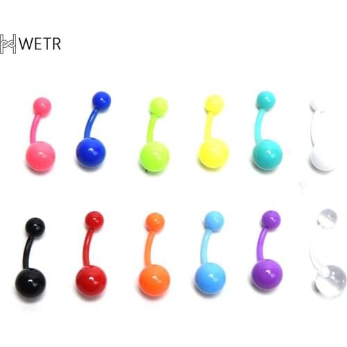 12Pcs Flexible Navel Bar Barbell Rings Mixed Belly Button Piercing Body Jewelry