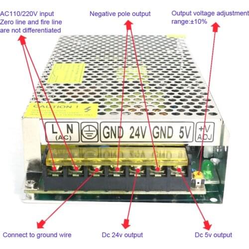 150W Dual Channel Output 24V and 5V High Efficiency Transformer Power Supply for Dc Motor