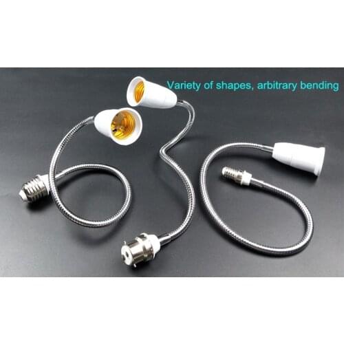 2pcs Flexible E27/E14/B22 To E27 LED Lamp Base Bulb Socket with 20CM 30CM 40CM 50CM 60CM Extension Light Holder Converters