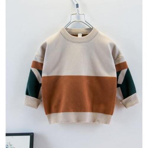 2021 Splicing Spring Autumn Tops Boys Sweater Jacket Coat Kids Knitting Overcoat Outwear Teenager Children Clothes High Quality