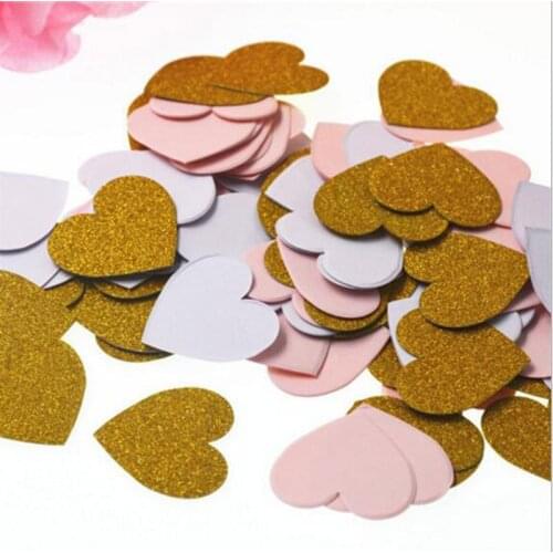500pcs 3cm Gold/White/Pink Heart Paper For Wedding Bridal Party Throwing Confetti Baby Shower Table Decoration Scatter Sprinkles