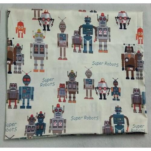 50x160cm Cartoon Robot Family Printed Cotton Fabric Patchwork Cloth Dress DIY Sewing Quilting Home Decoration