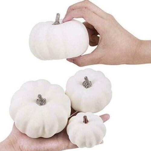6/12Pcs Halloween White Simulation Pumpkins Harvest Fall Visual Home Decoration