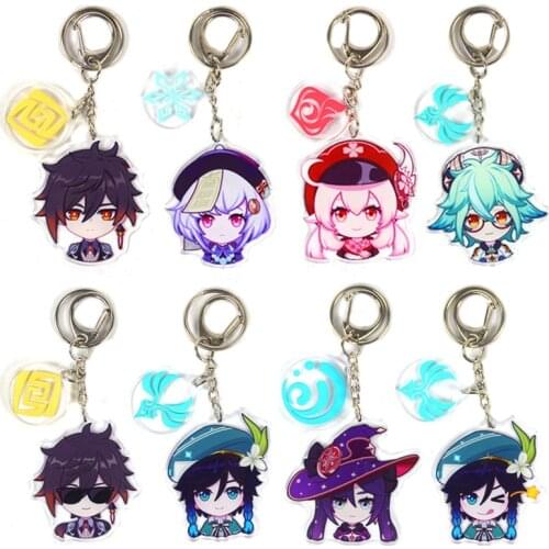 Genshin Impact Acrylic Keychain Eye of God Zhongli Klee Diluc Venti Pendant Keyring Decor