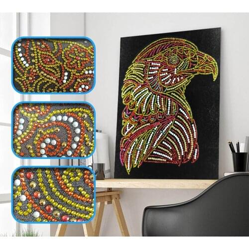 DIY 5D Diamond Cartoon Eagle Pattern Painting Special Diamond Shaped Rhinestone Embroidery Design Drill for Childrens Room