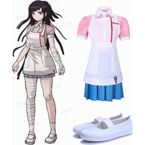 Anime Dangan-Ronpa Mikan Tsumiki Danganronpa Cosplay Costume Outfits Shoes for Women S-XXL Girl Shirt Skirt JK Uniform Apron