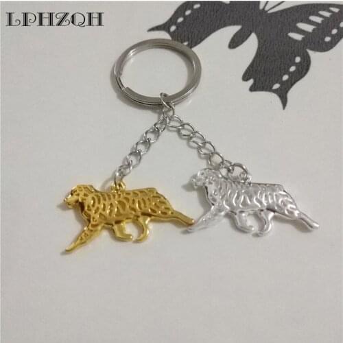 LPHZQH Fashion Boho Dog Australian Shepherd Car Key Chain Women Handbag Pendant Charm Accessories Key Ring Jewelery Steampunk