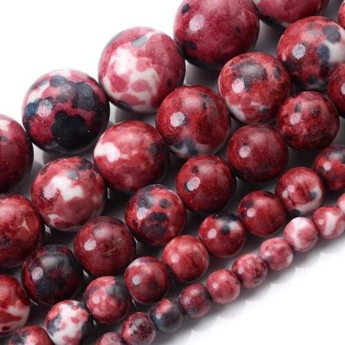 Red Black Rain Colorful Natural Stone Beads Round Loose Bead for Jewelry Making DIY Bracelet Charms Accessories 4/6/8/10/12mm