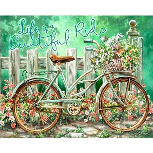 CHENISTORY Bike And Flower Oil Painting By Numbers Kits For Adults Children Handmade DIY Gift 40x50cm Frame On Canvas Home Craft