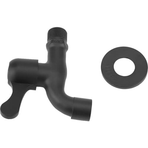 Black Brass Bathroom Faucet Wall Mounted Corner Washing Machine Faucet Outdoor Garden Bathroom Mop Swimming Pool Faucet Frosted