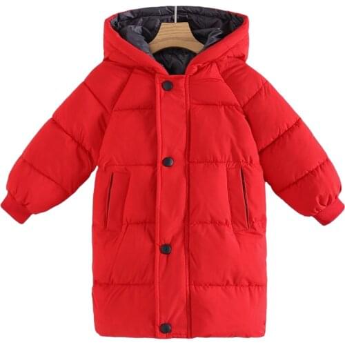2021 Autumn Winter Children Boy Girl Long Jacket Hooded Down Cotton Thick Warm Unisex Parka 3-10 Years Kids Baby Outerwear Coats