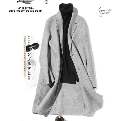 Double-sided Wool Coat Handmade Spring Woolen Coat Casual Suit Jacket Mens Overcoat Casaco Masculino LM28-2005 KJ2460
