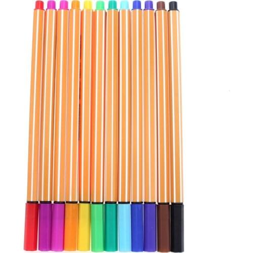 12 Colors/Set 0.4mm Fineliner Art Mark Pen Watercolor Pen Line Drawing Pen Fiber Stroke Pen for Sketching Painting