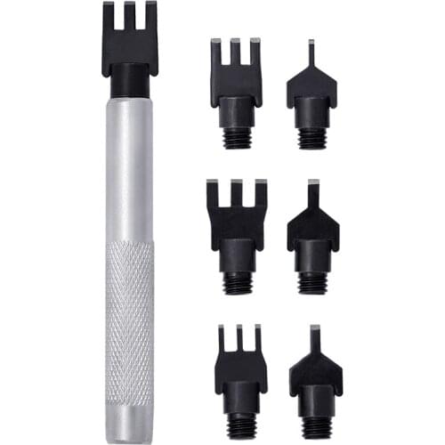 Imzay DIY 1.5 mm ,2.3 mm and 3.1 mmLeather Flat Punch Tool Set Steel Handle Can Replacement Head Belt Hole Punching Thonging