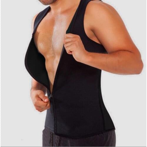 ITFABS New Men Zipper Running Ves Gym Neoprene Vest Sauna Ultra Sweat T-Shirt Body Shaper Slimming Cincher Plus Size S-3XL