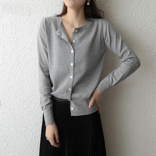 2020 Knitted Cashmere Wool Cardigan Women O-Neck Sweater Full Sleeve Plus Size Women Casual Autumn Winter Warm Cardigan