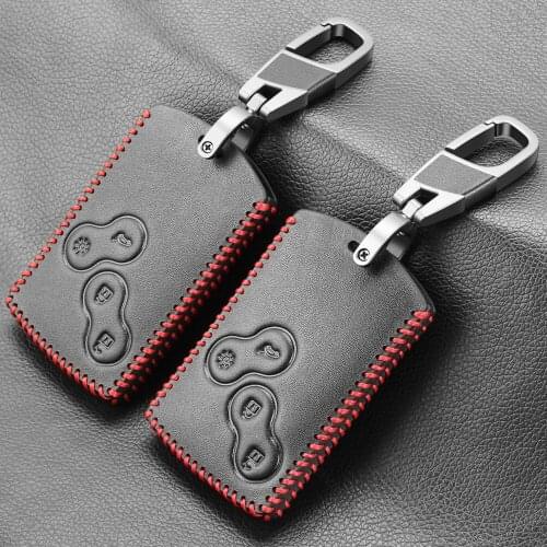 Leather Keychain Key Case Holder for Renault Clio Scenic Megane Duster Sandero Captur Twingo Koleos protector Cover