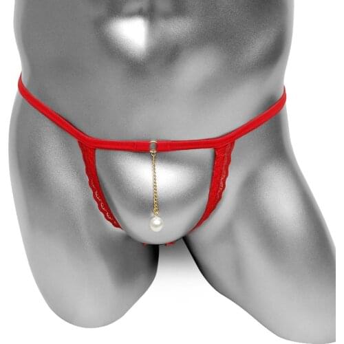 Lace Mens Enlargement Cockring Thong With Bowknot Crotchless Sissy Panties Underwear Erotic Lingerie Penis Ring Jock Strap