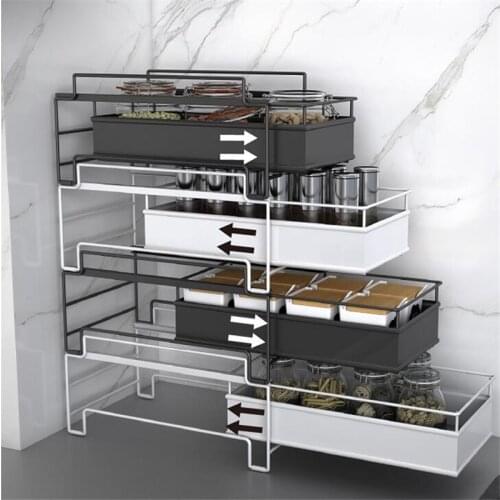 Kitchen Organizer Sink Shelf Pull Out Superimpose Storage Drawer Office Desk Rack