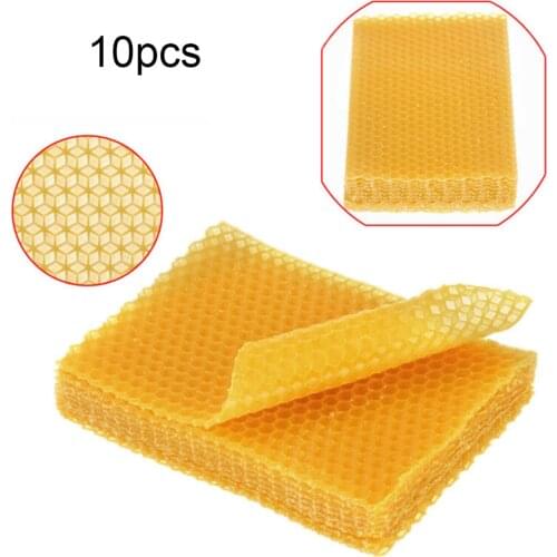 10Pcs Natural Beeswax Foundation Sheets for Honeycomb,Candle Making,Bee Hive