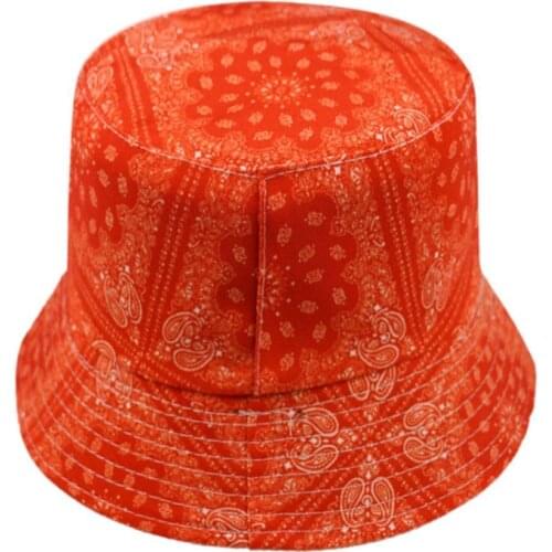 Fashion Women Paisley Cashew Print Outdoor Folding Reversible Sun Hat Bucket Cap