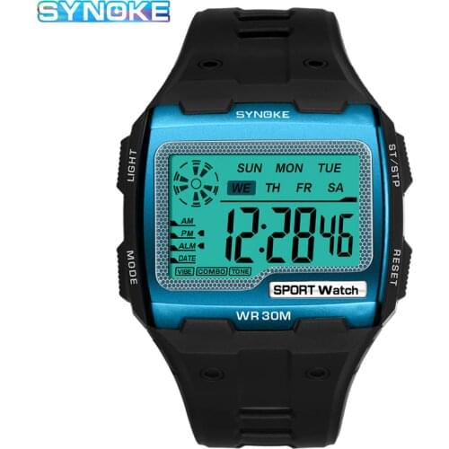 SYNOKE Gold Digital Watch Big Screen Mens 39 S Watches Cool Electronic Alarm Shock Resistant Strong Sport Watch