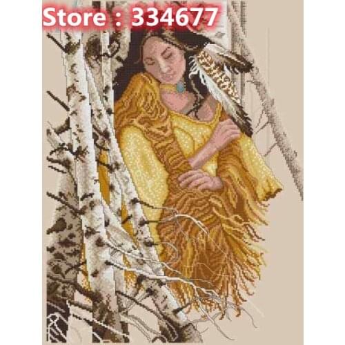 Alone Woman Sewing kit Top Quality Embroidery Needlework 14CT Unprinted Art Cross Stitch Kits DIY Handmade Decor