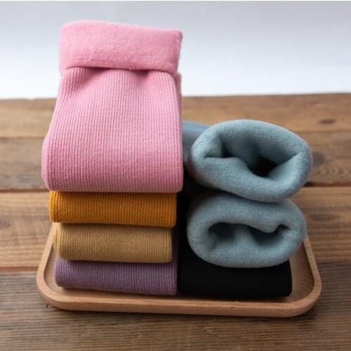 1 Pair Womens Winter Warm Socks Soft Snow Thicken Thermal Nylon Solid Color Socks Velvet Boots Floor Sleep Black Sock gift
