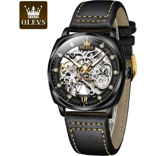 OLEVS Original Mens Watch Double tourbillon watch Automatic Hollow-out Machine Watch Men Luminous Waterproof 2021 New design