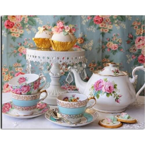 Needlework 5d diy diamond painting kits diamond embroidery tea cup teapot Still Life cross stitch square resin diamond mosaic
