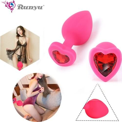 RUNYU Silicone Anal Sex Toys for Women and Men Erotic Butt Plugs with Colorful Crystal Jewelry Adult Beads Anus Product Anal Pl