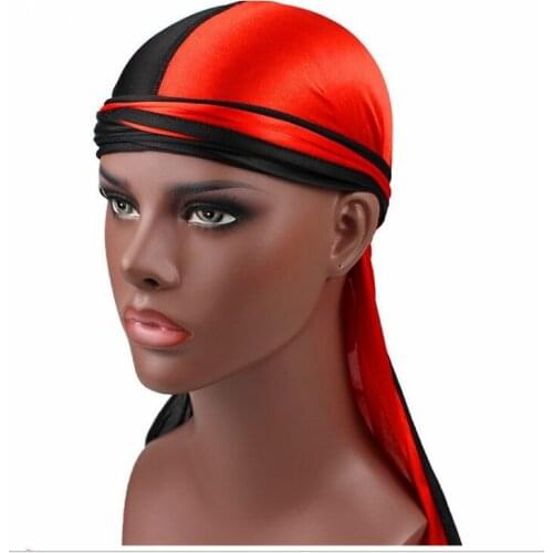 Silky Durag for Men Bandanas Black Women Doo Rag Cap Dew Rag Long Tail Durag Headwear 2019 VERVAE Satin Beanies Headwraps
