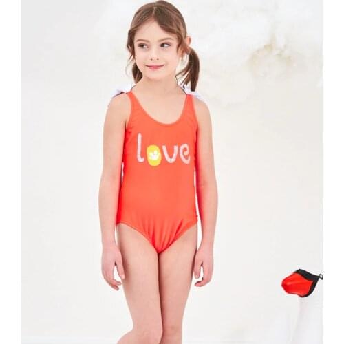2019 New Baby Girl Swimsuit Girls One Piece Swimwear Pretty Angel Wings Swimsuit Shiny Letter Embroidery Age 3-8 Years