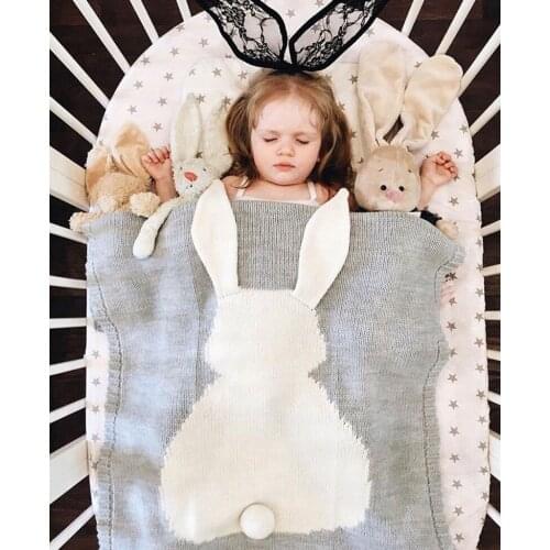 Warm Baby Blankets Fleece Blanket on the Bed Beach Multicolor Blankets with Big Rabbit Infant