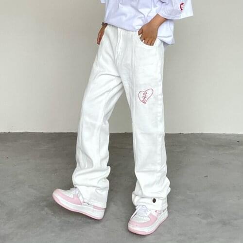 New Spring Fashion White/Black Jeans Women Pants Wide Leg Pants Straight Streetwear Casual Baggy Trousers Jean Femme