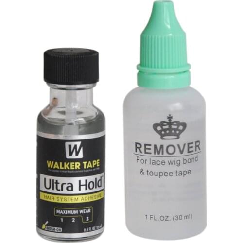 0.5FL OZ(15ml) Ultra Hold Adhesive &30ml Remover Hair System Adhesive Brush-on Profession Lace Wig Silicone Glue For Wig/Toupee