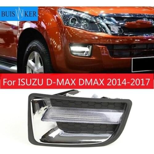 1 set LED DRL Daytime Running Lights 12V ABS Fog Lamp Cover with turn signal For ISUZU D-MAX DMAX 2014 2015 2016 2017
