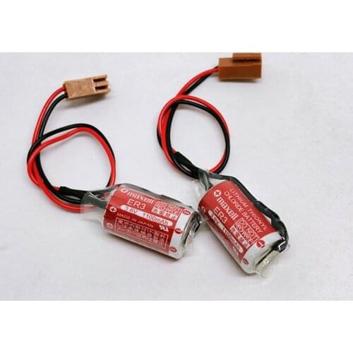 10pcs/lot New Genuine Maxell ER3 3.6V 1100MAH Horned PLC Battery Lithium Thionyl Chloride Batteries With Plugs Made in Japan