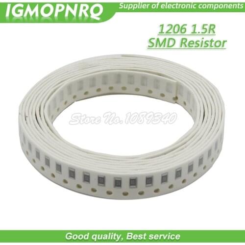 100PCS 1206 SMD Resistor 1% 1.5 ohm chip resistor 0.25W 1/4W 1.5R 1R5 IGMOPNRQ