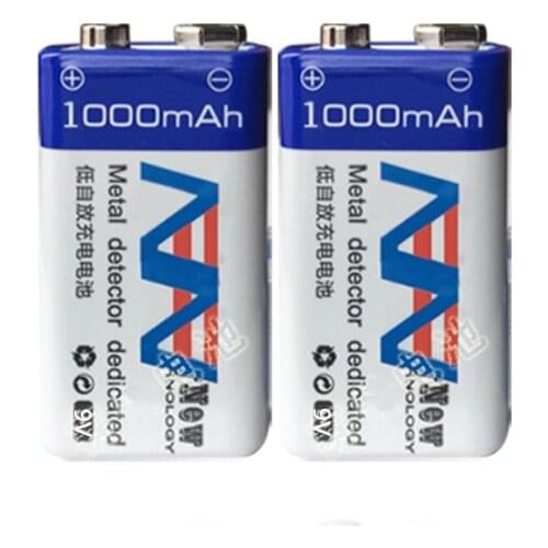 2pcs/lot Original 9V 1000mAh lithium ion rechargeable battery 6F22 rechargeable battery metal detector toy rechargeable battery