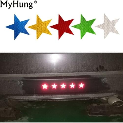 4x4cm Newest Warning Decals Reflective Sticker Stars For Motorcycle Bicycle Toy Any Where For Visible Safety 5pcs Car Styling