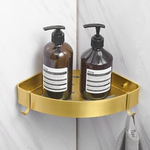 Bathroom Accessories Towel Rack Bathroom Organizer Wall Shelf Brushed Gold Space Aluminum Shampoo Rack