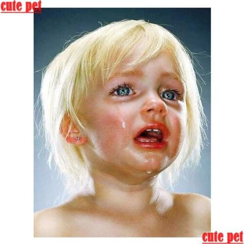 Cute pet 5d diamond painting Crying child handmade diy puzzle Full diamant embroidery mosaic Cross Stitch home decor gifts art