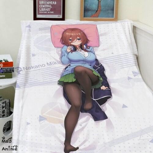 Anime The Quintessential Quintuplets Printed Soft Velvet Plush Throw Blanket Modern Line Art Blanket for Couch plush bedding