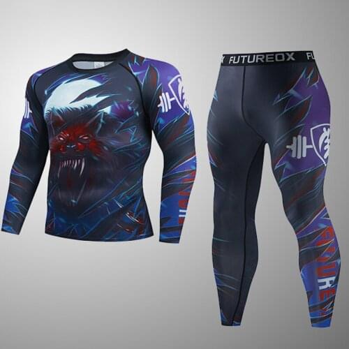Bjj Gi Rashgaurd Sets MMA T-shirt+Pant Kickboxing Men Kit MMA Compression Clothing Jiu jitsu t-shirt+Leggings Boxing Sportwear