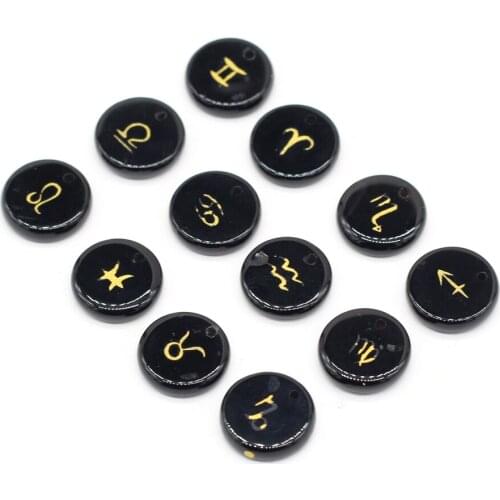 12pcs Natural Round Black Agates Stone Loose Spacer Beads for Jewelry Making DIY Bracelet Necklace Accessories Size 12x12mm